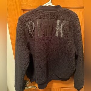 Victoria’s Secret PINK Black Varsity Sherpa Jacket (Size M)